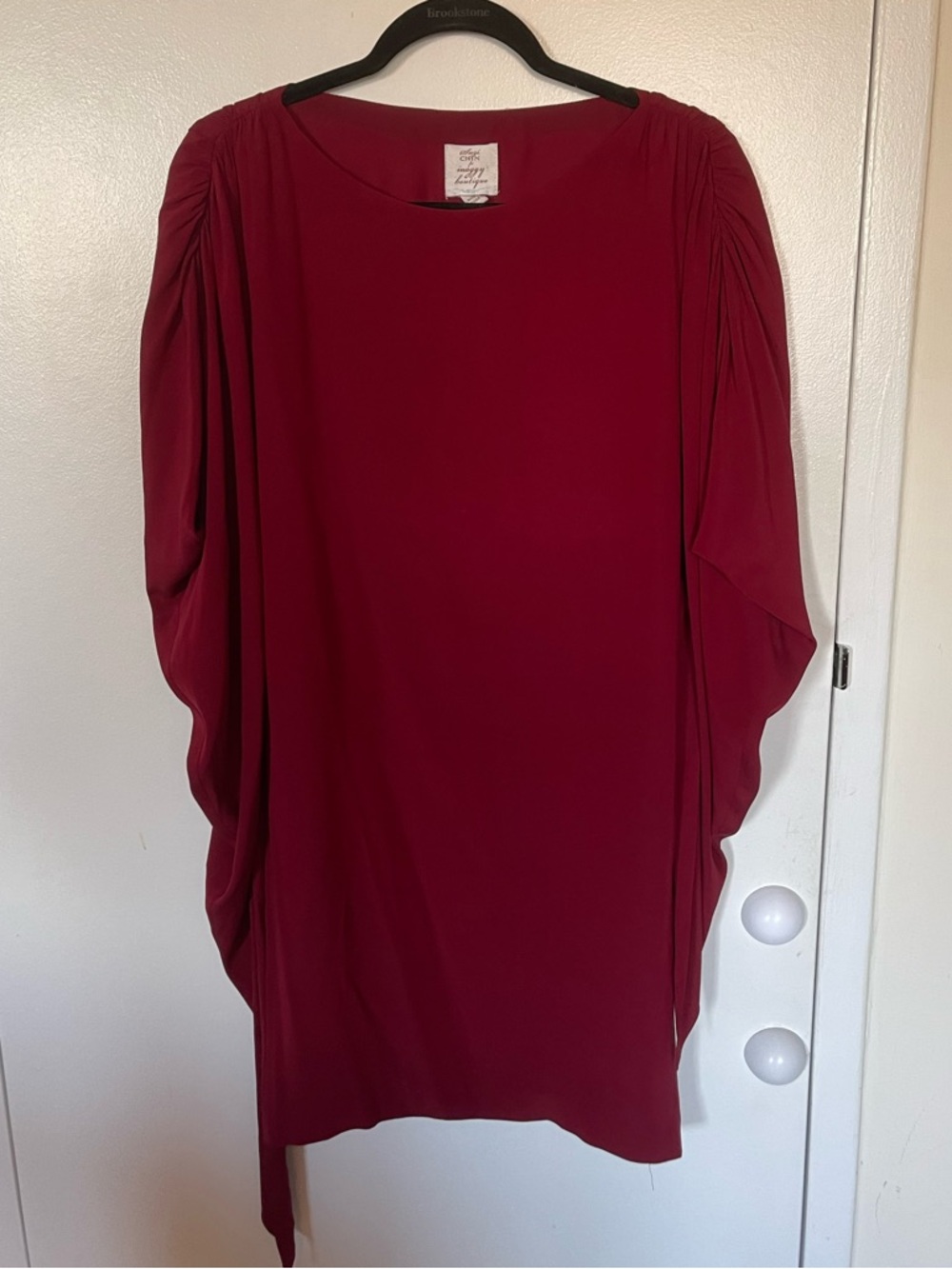 Red Draped Sleeve Classy Dress